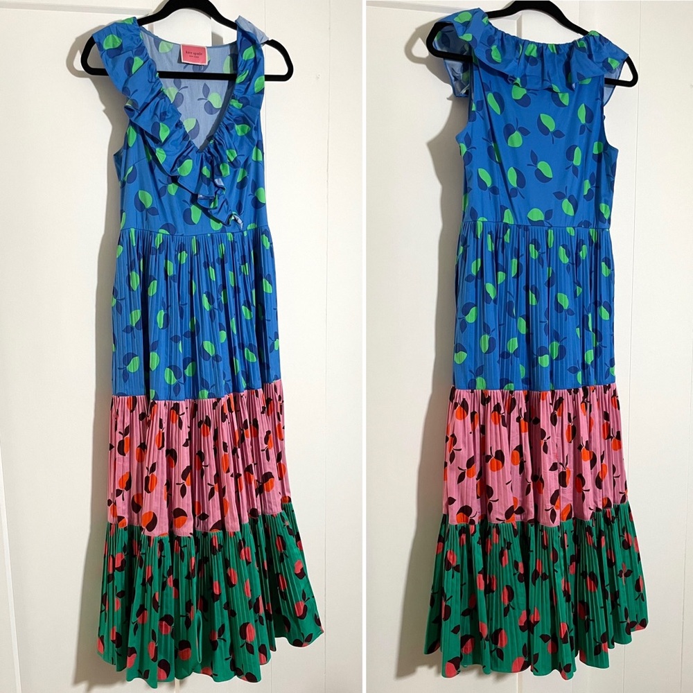 Kate Spade Colorblock Apple Ruffle Tiered Dress